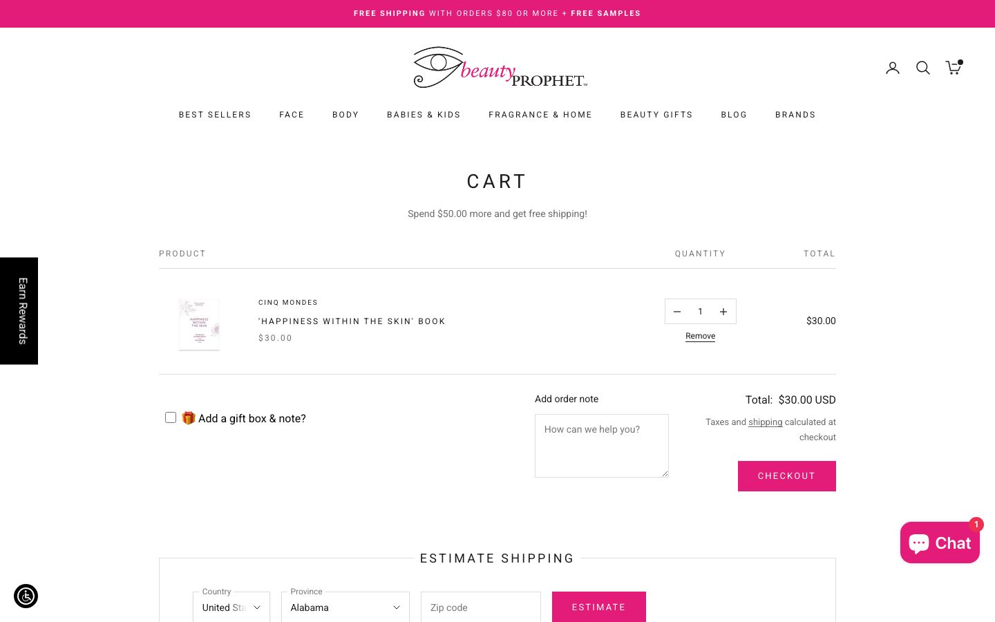 Beauty Prophet — Cart Without Free Shipping Progress Bar