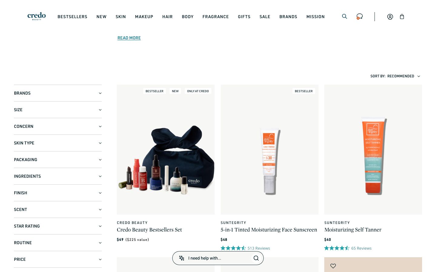 Credo Beauty — Product Cards with Star Ratings