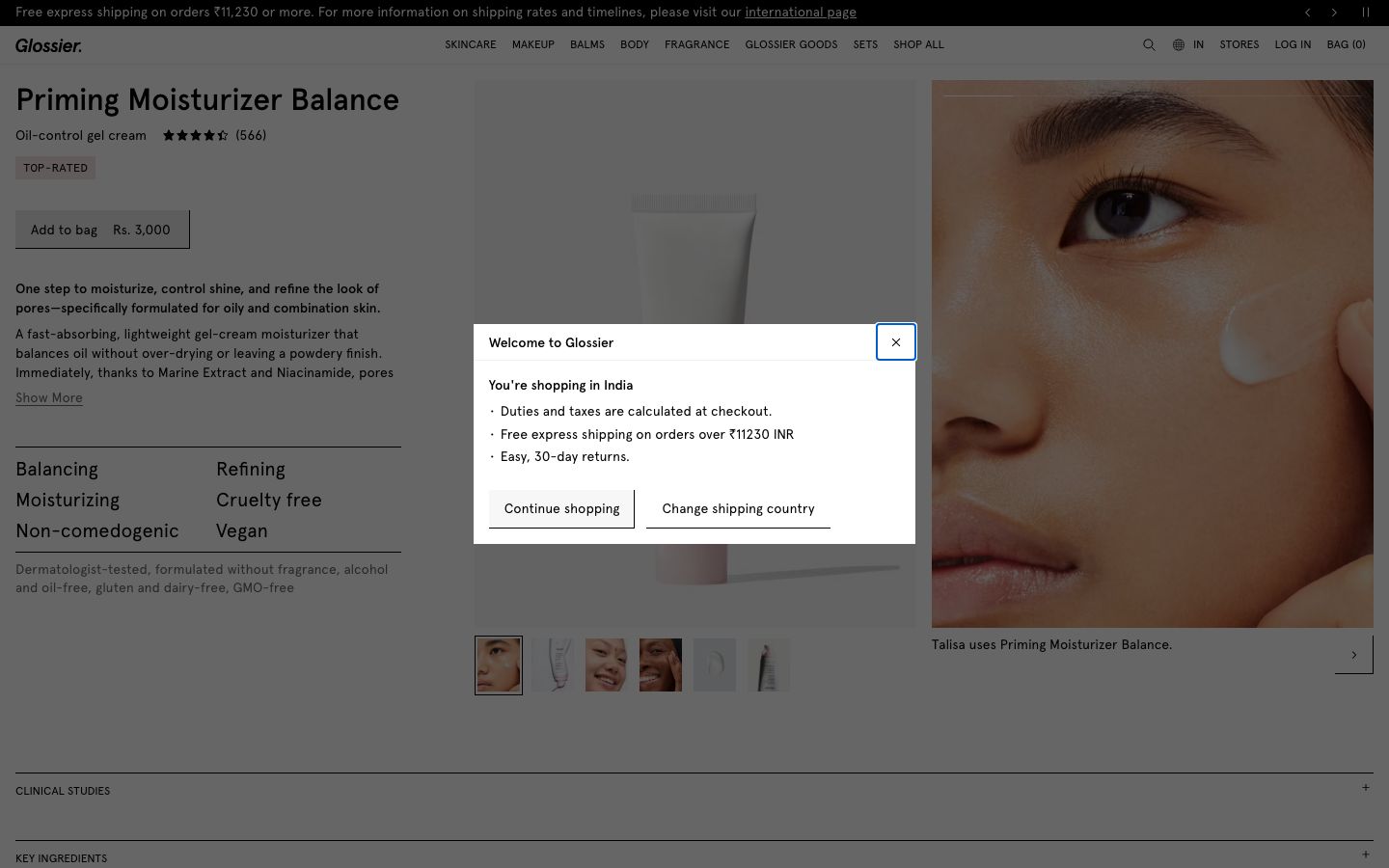 Glossier — Back in Stock Notification on Sold-Out PDP