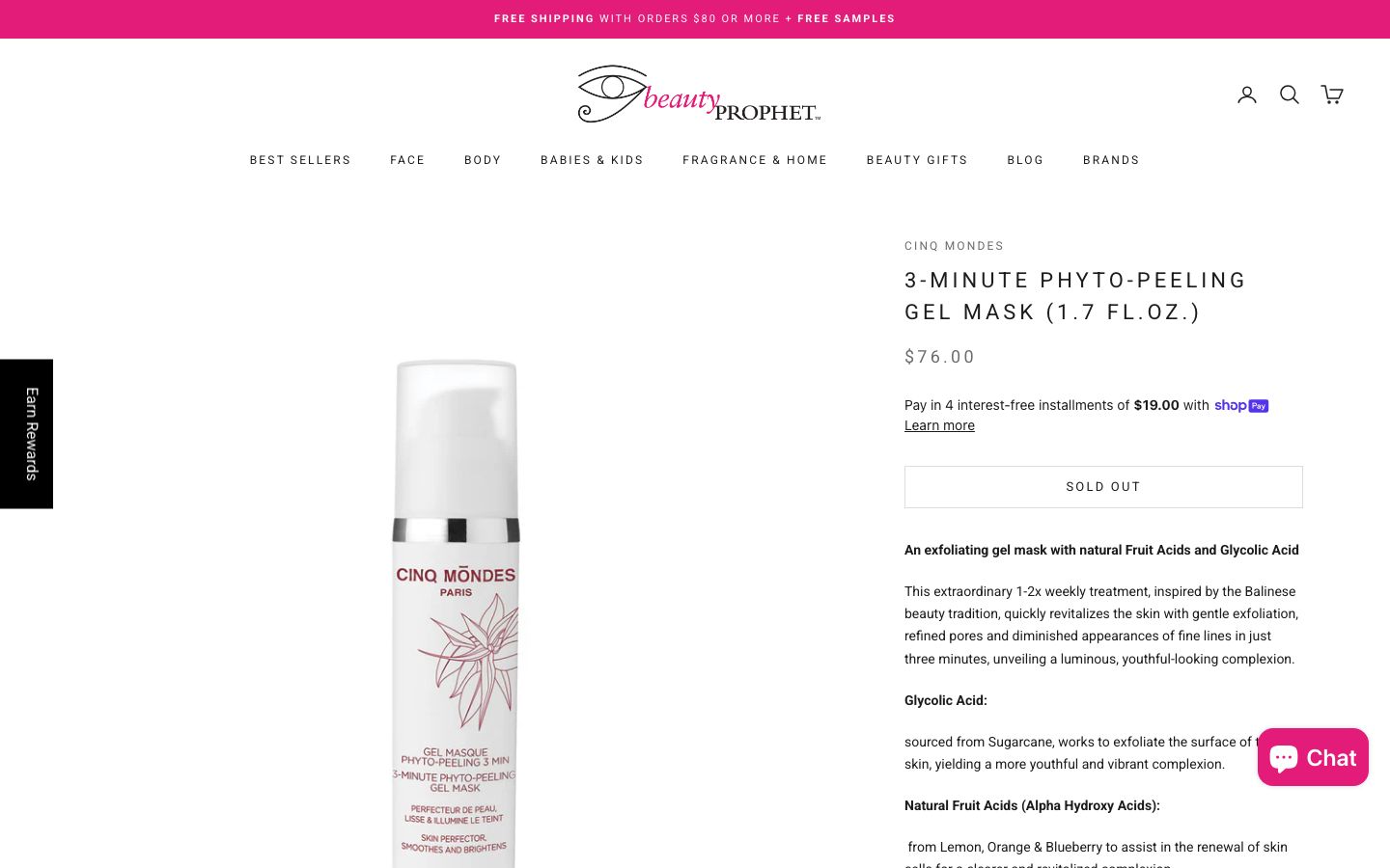 Beauty Prophet — Sold Out Product, No Notification Option